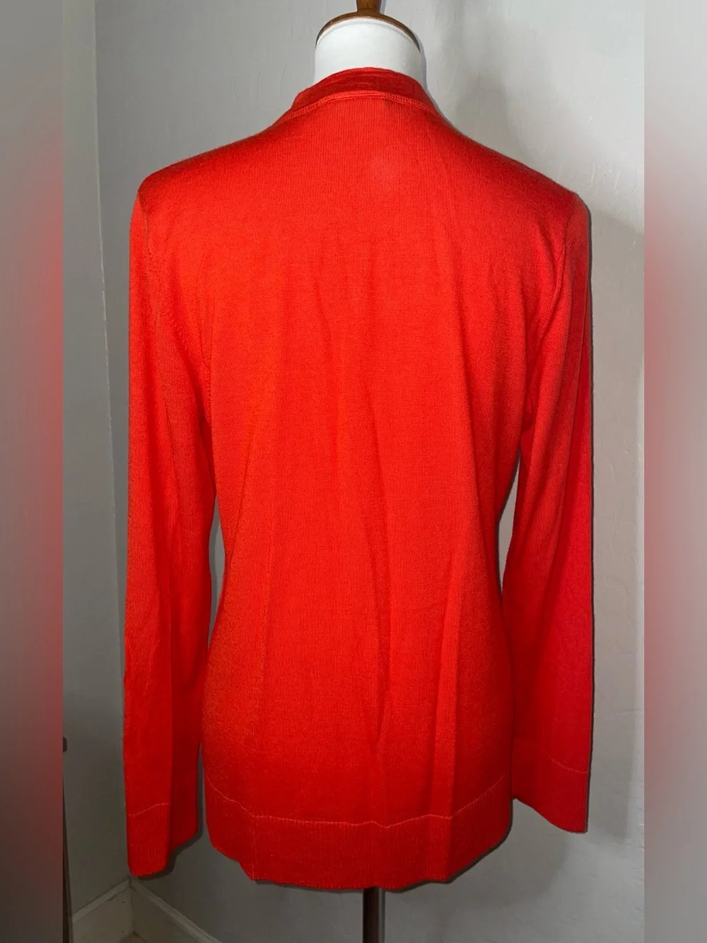 EUC-Tory Burch Simone Cardigan 100% Merino Wool Size XL in Poppy